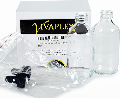 Miniatura 3 de Vivaplex, Botellas de vidrio transparentes de 4 onzas, con cuentagotas de vidrio - Paquete de 2