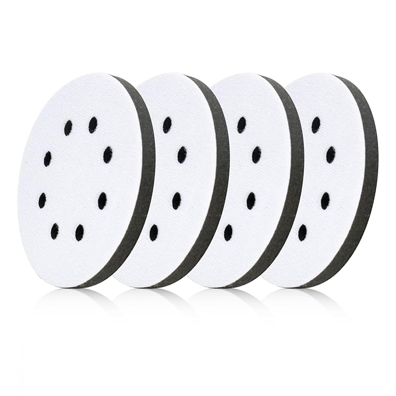 Interface de Espuma Macia para Lixamento e Polimento, 12,7 cm, 8 Furos, Hook-and-Loop, UPWOOD, Kit com 4 peças