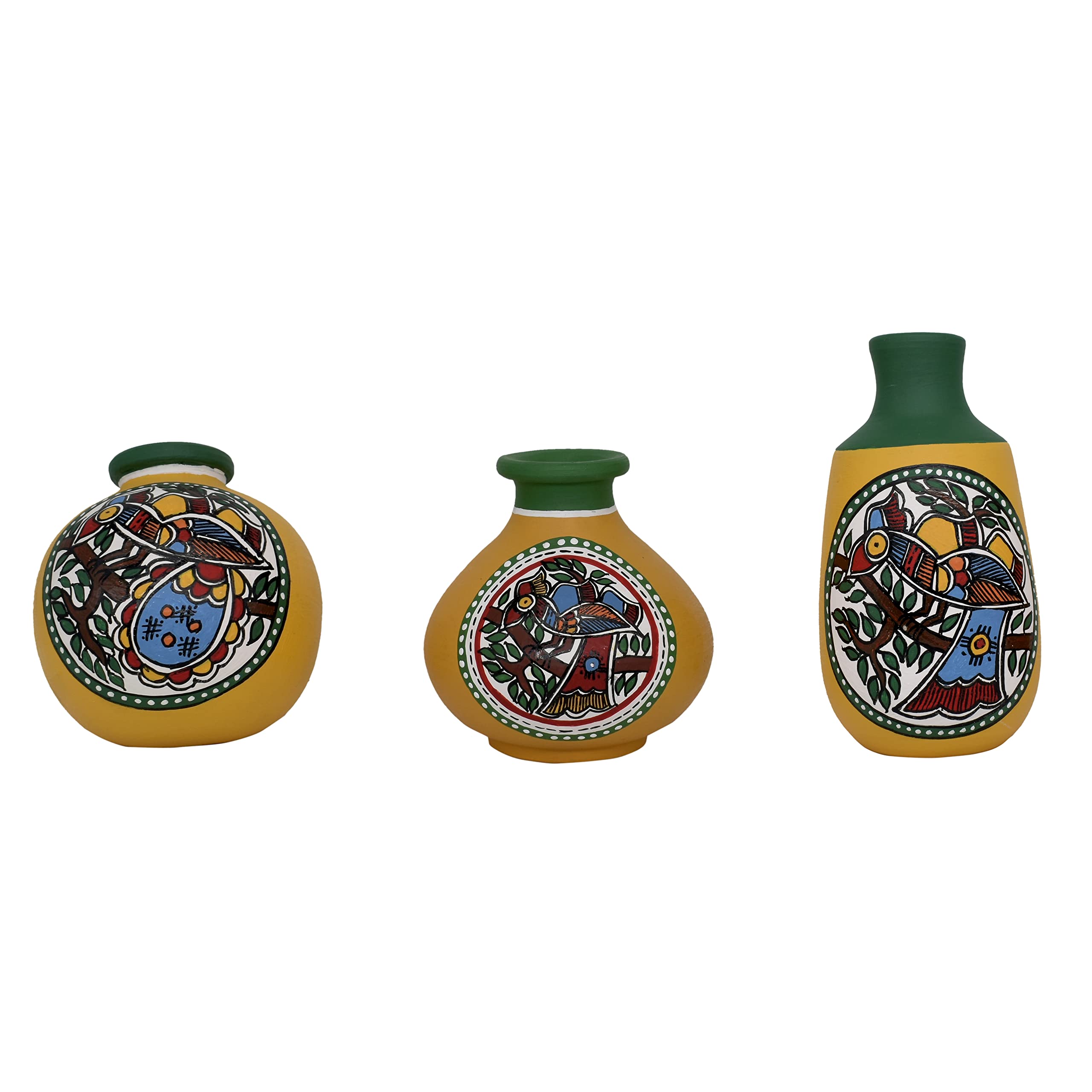 Vintage Warli Terracotta Pots - 3 Piece Combo -9 Vintage Warli Terracotta Pots - 3 Piece Combo -9