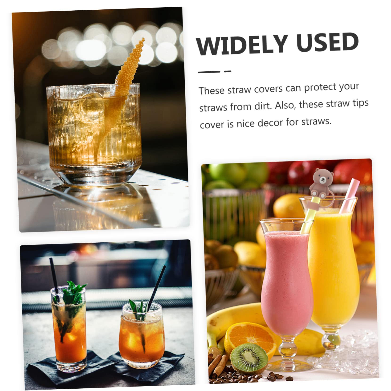 PRETYZOOM 9stücke Silikon Strohkappen Für Große Trinkhalme Wiederverwendbar Und Spritzwassergeschützt Niedliches Bären-design Für Und Säfte