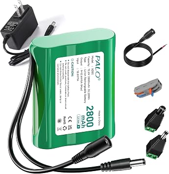 12V 2800mAh Battery Pack with Charger & DC5521 Connector Compatible with 12V Devices, RC Car, Solar,CCTV Camera,Electronic Organ, Bike-Light, DIY Project, Radio,Fishing Light,LED Strip