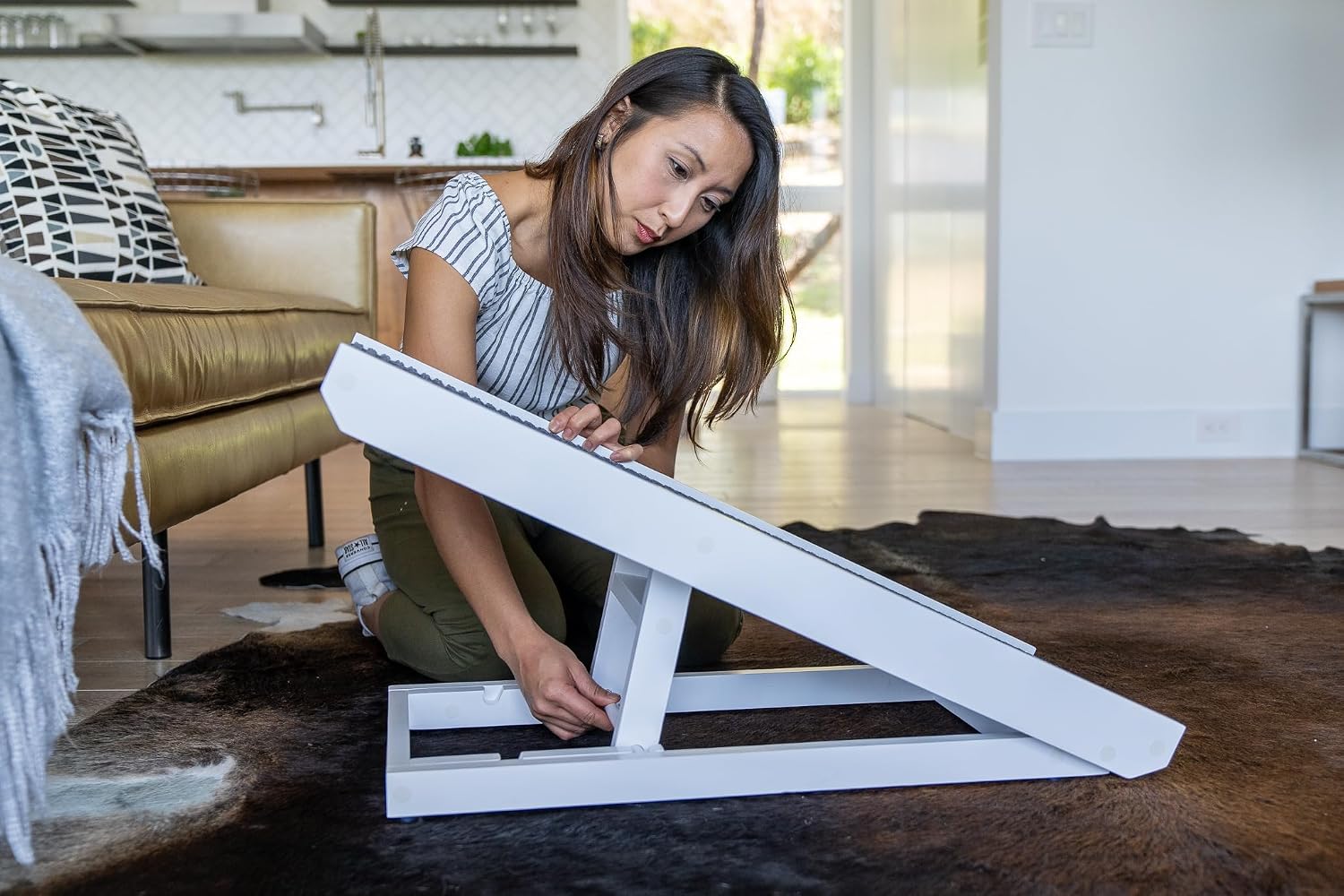 Alpha Paw Pawramp - The Original Dog Ramp for Couch & Bed - Foldable & Portable Pet Ramp for Small & Large Dogs (up to 80 lbs), 4 Adjustable Heights, Senior Dog Friendly, Natural Finnish Wood