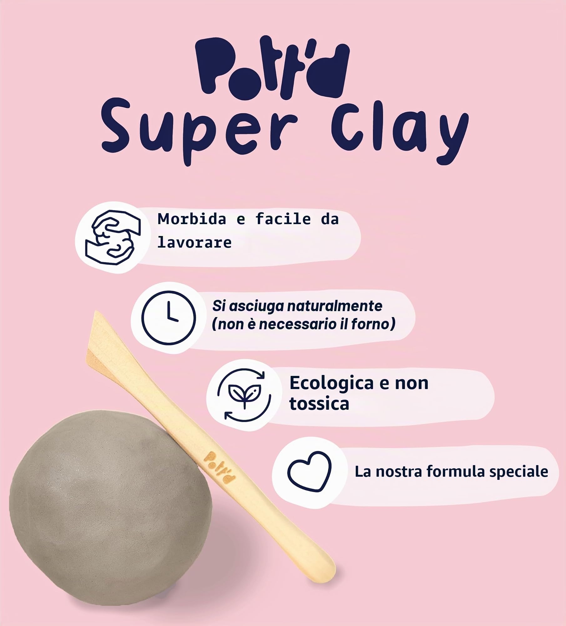 Pott'd Mini Kit di Ceramica | Kit di Argilla Autoindurente per Adulti | Include Colori, Pennelli e Strumenti da Vasaio | Tutorial Online Gratuito Passo Dopo Passo | Perfetto per Principianti