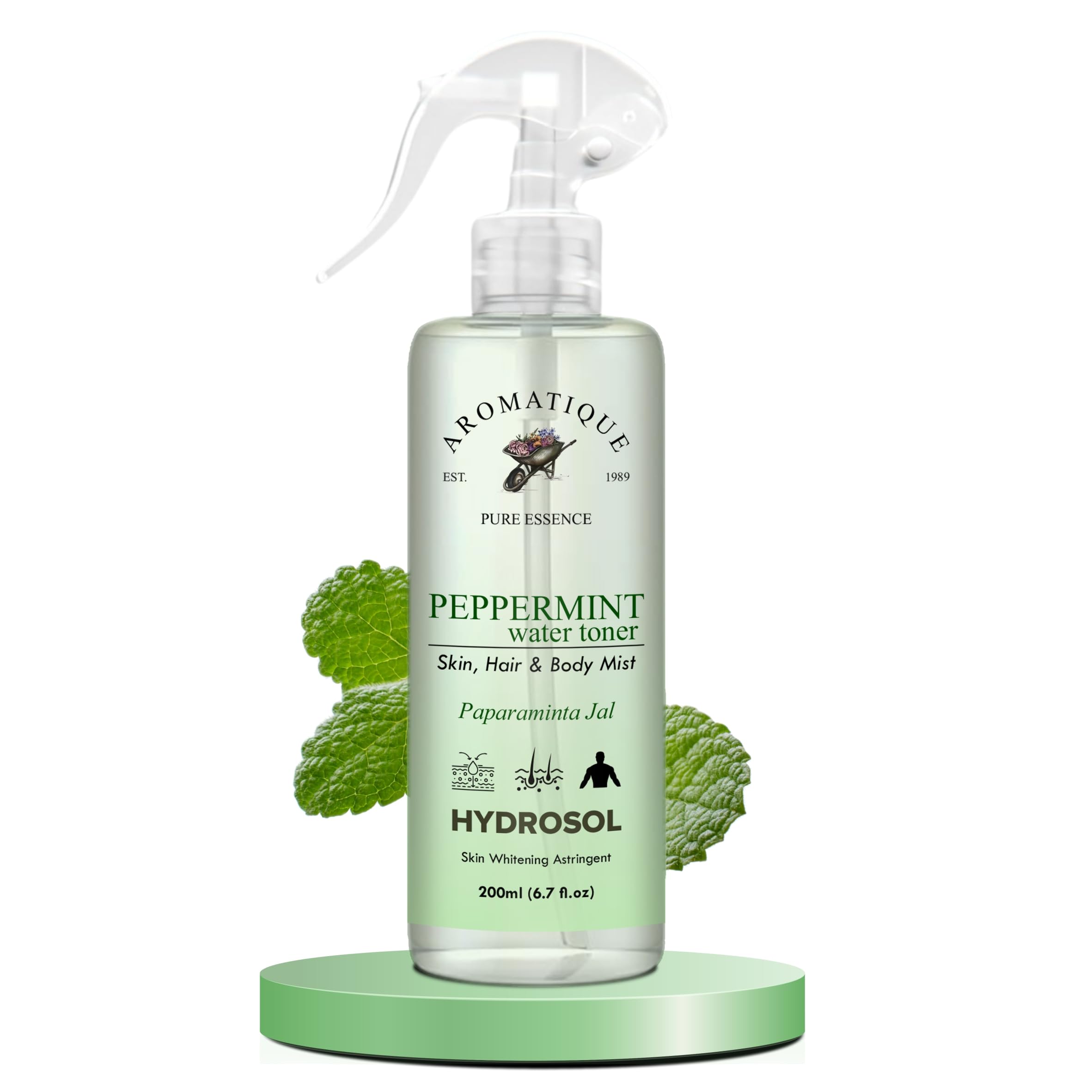 Face and Body Mist |100% Natural Hydrosol, Floral Water Spray - Steam Distilled for Face, Toner, Body Mist & Pore Cleanser (Peppermint Hydrosol)