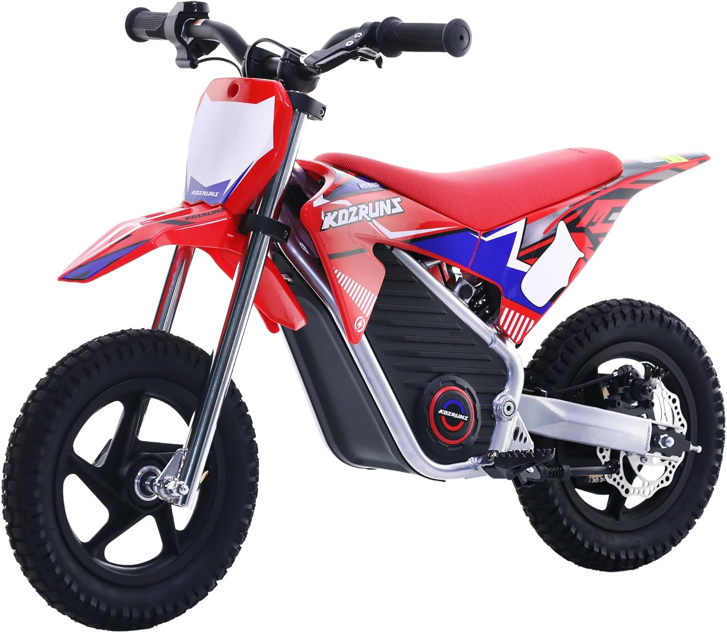 Electric Dirt Bike for Kids, Powerful Motorcycle for Ages 3-6, 24V 2.6Ah Lithium Battery, Dual Shock Absorption, 2 Speed Modes, Safe Disc Brake, 12Inch Off Road Tires, Red