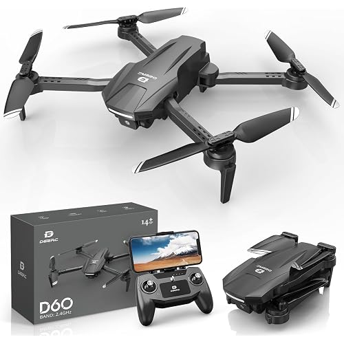 DEERC D60 Drone with Camera for Adults and Kids, 1080P HD FPV, Foldable RC Quadcopter with Gesture & Voice Control, Gravity Sensor, 22 Min Flight, Altitude Hold, Headless Mode, Beginner-Friendly Gift