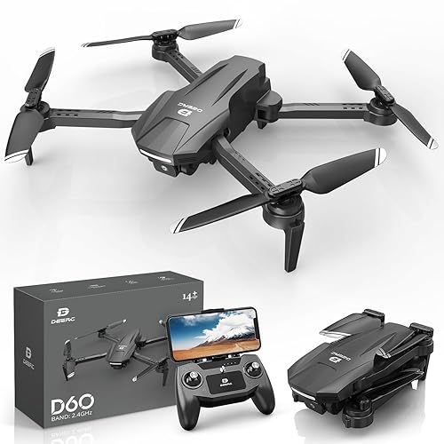 DEERC D60 Drone with Camera for Adults and Kids, 1080P HD FPV, Foldable RC Quadcopter with Gesture & Voice Control, Gravity Sensor, 22 Min Flight, Altitude Hold, Headless Mode, Beginner-Friendly Gift