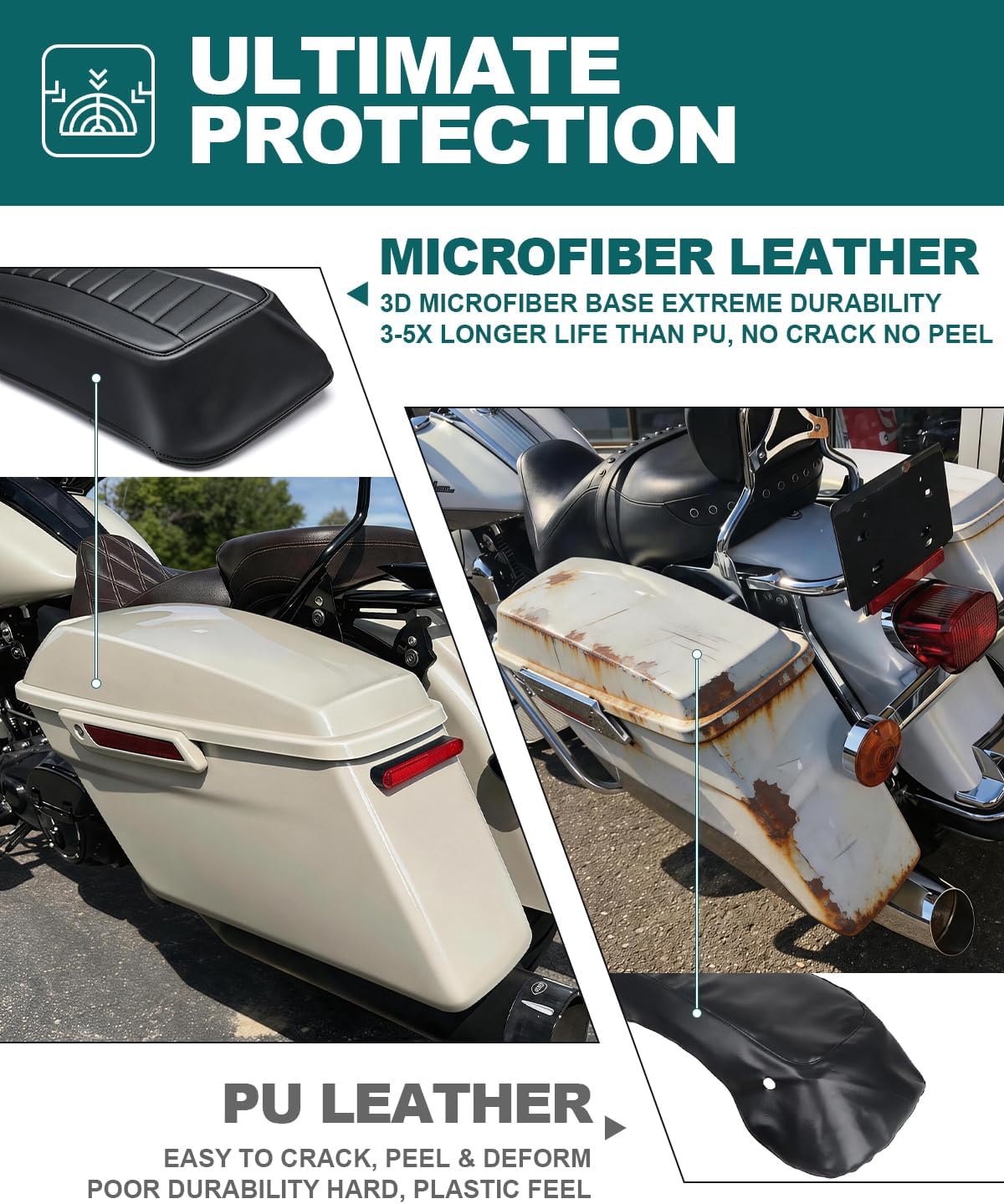 MoKitDora Touring Saddlebag Lid Bra Covers Compatible with 1993-2013 Harley Road King Road Glide Electra Glide Street Glide, Stripes Black