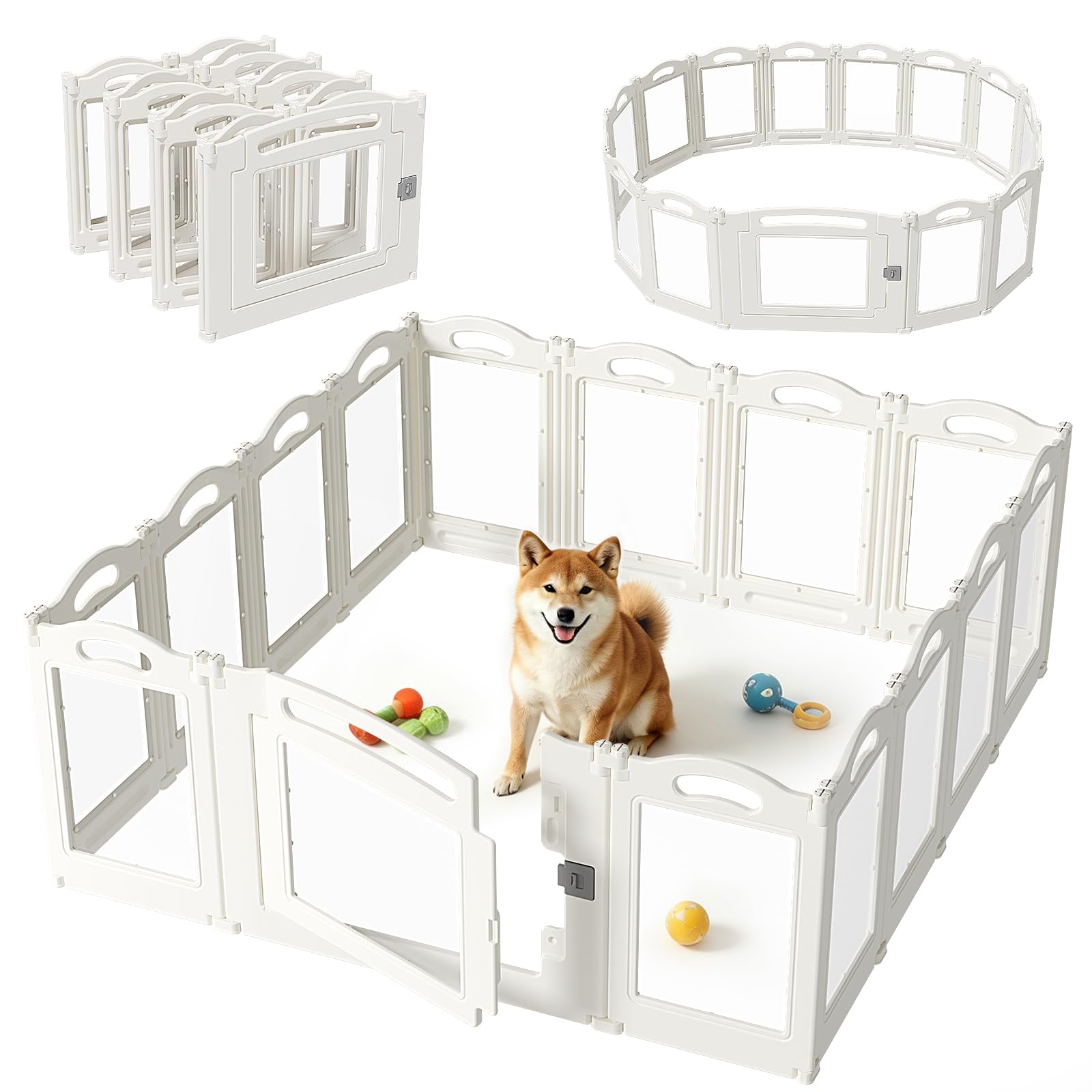 Homelio Foldable Acrylic Dog Playpen with Door