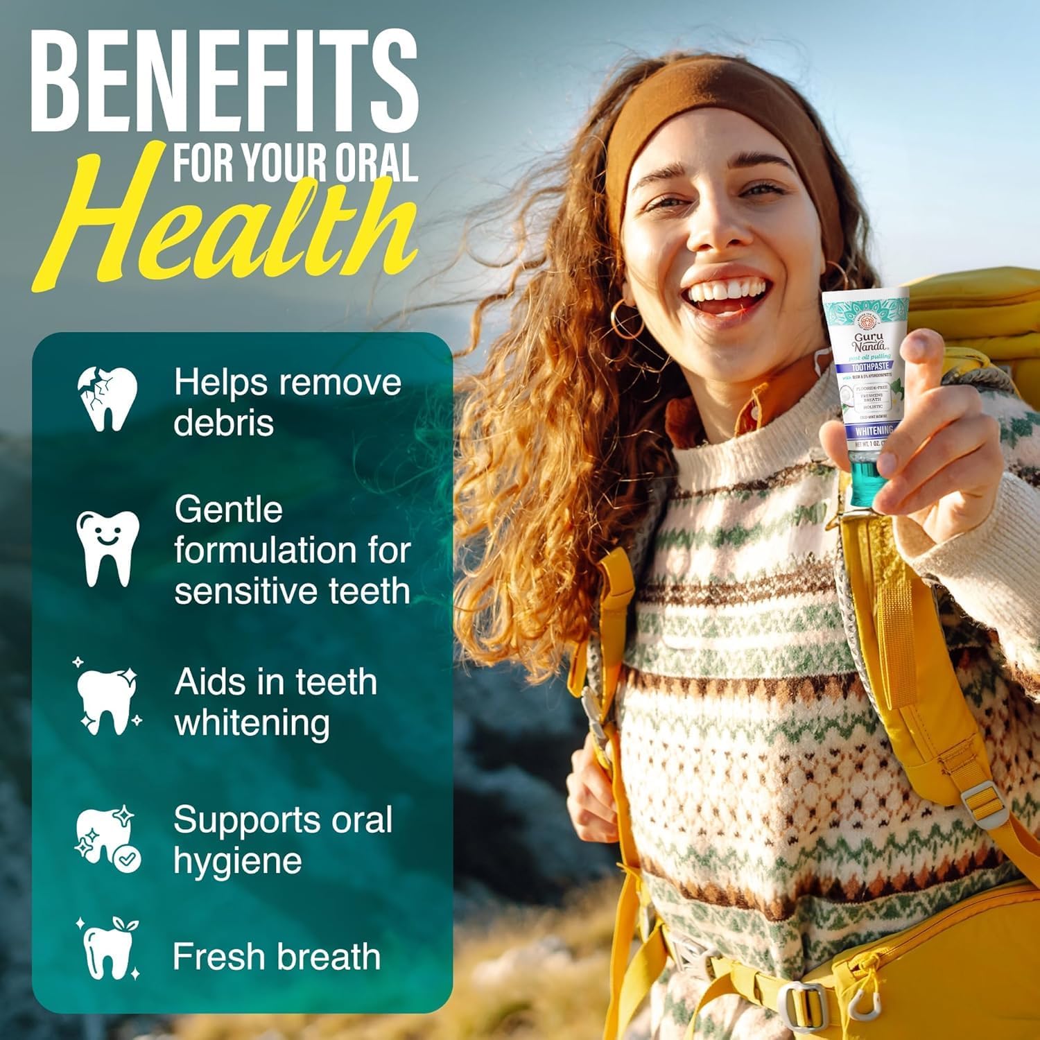 GuruNanda Travel Toothpaste with Hydroxyapatite, Travel-Size Toothpaste to Whiten Teeth & Freshen Breath, TSA-Friendly, Portable, Compact, Fluoride Free, Natural CocoMint Jasmine Neem, 1 oz
