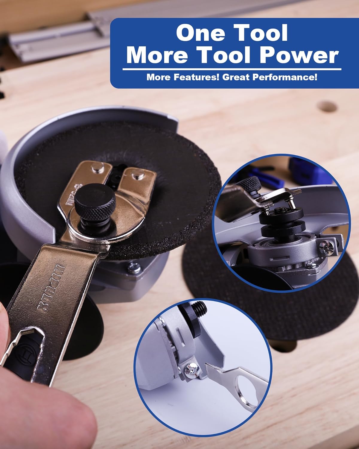 4-in-1 Angle Grinder Wrench | Multi-Function Pin Spanner | Adjustable 9/16"-2 1/16" | Hexagonal Nut Tool with Bottle Opener | A3 Steel Nickel-Plated