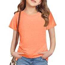 Imily Bela Girls Summer T Shirts Kids Casual Crewneck Short Sleeve Loose Basic Tee Tops 5-14 Years