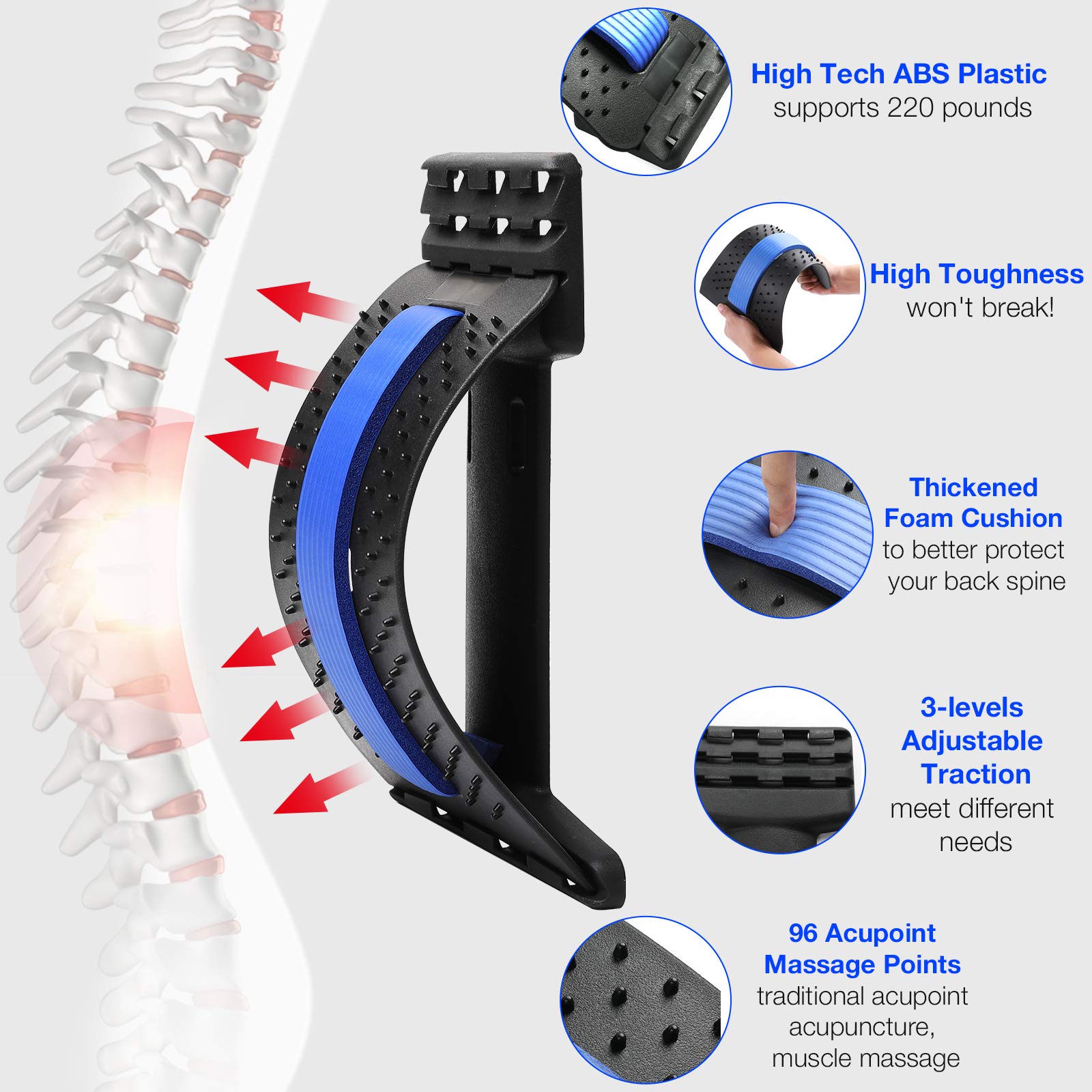 Back Stretcher, Moocoo MultiLevel Back Cracker Lower Back Pain Relief