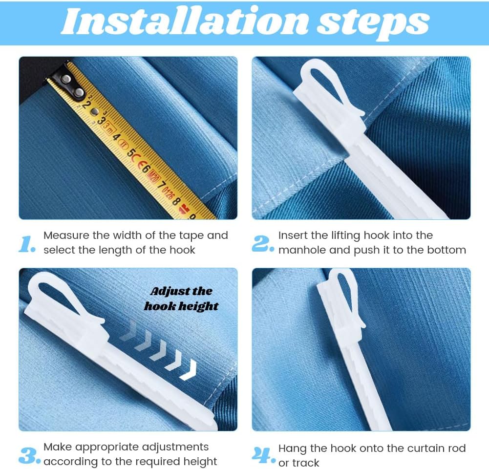 80 Pcs Plastic Curtain Hooks, Adjustable Pinch Pleat Curtain Clip Durable Ratchet System for Window Door and Shower Curtains(Size:6.8cm/2.67inch)
