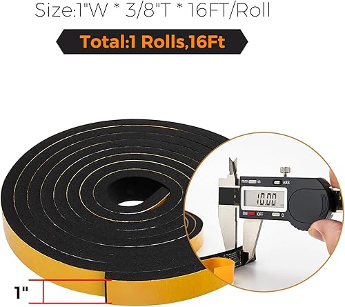 Miniatura 4 de Tira de sellado de puerta de 1 ancho x 38 pulgadas de alto, cinta aislante de puerta, cinta de espuma de alta densidad para marco de puerta,