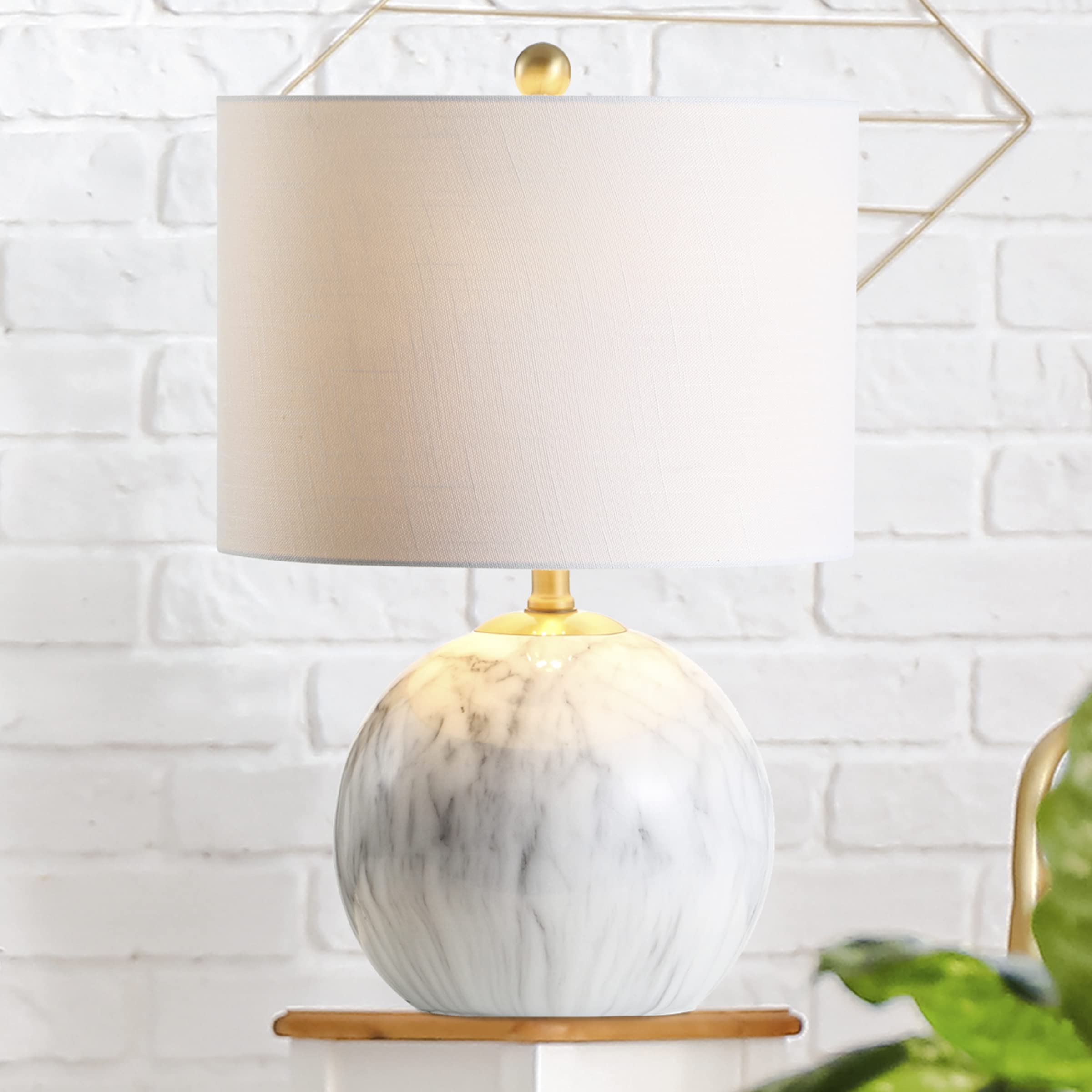 JONATHAN Y Luna LED Table Lamp - 21.5\" Resin Bedside Lamp With Faux Marble Finish - Classic Glam Desk Light For Bedroom & Office