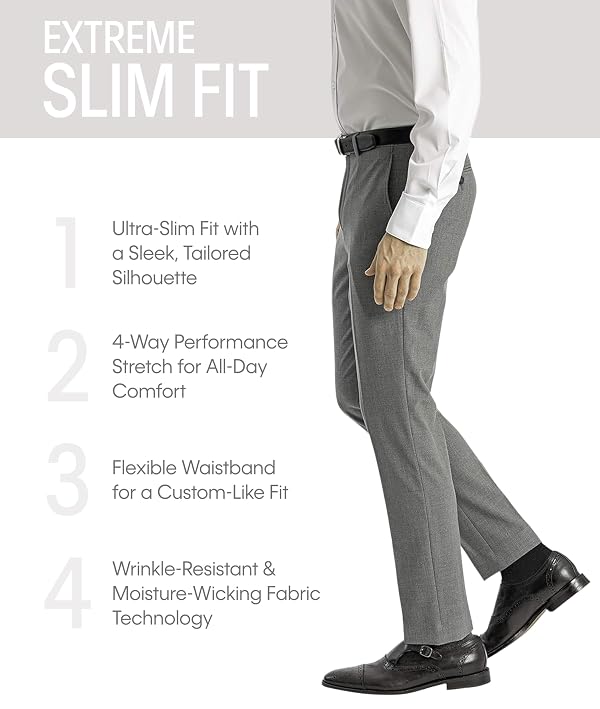 Calvin Klein Men's Skinny Fit Stretch Dress Pants | Suit Pants for Men | Ultra-Tapered Suit Pants, Wrinkle-Resistant, Moisture-Wicking Fabric | Grey 36/32 by Calvin Klein - Used condition - Image 3