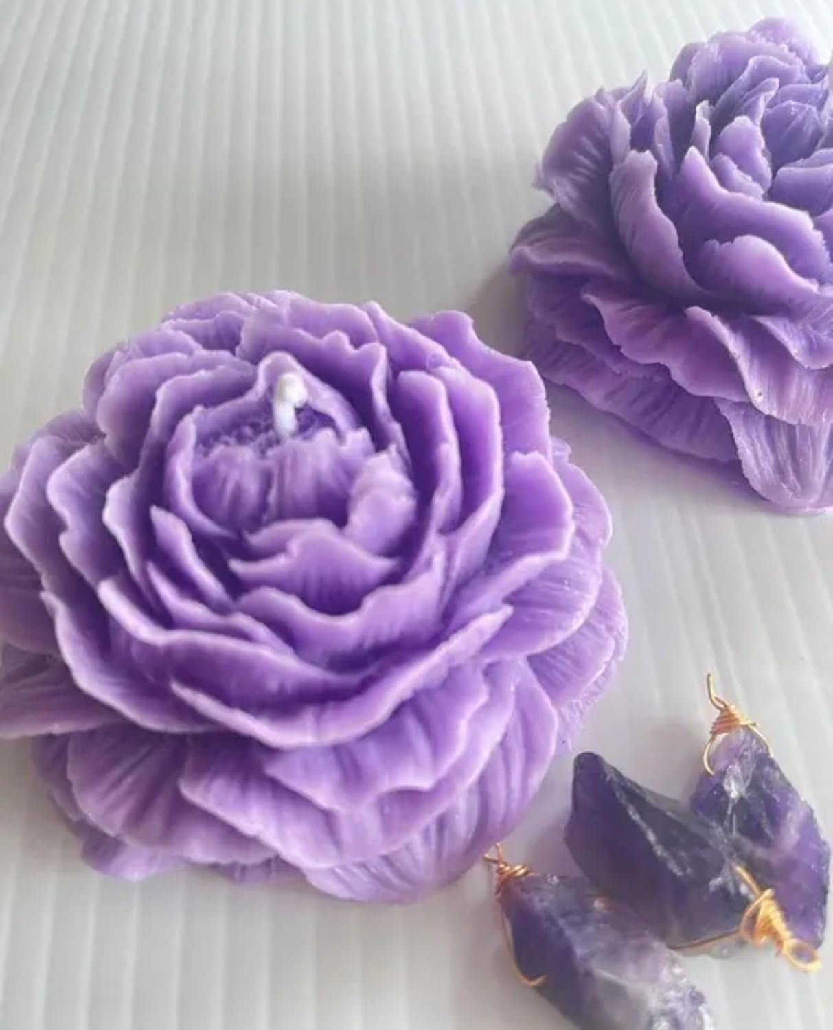 Luxury big size peony candle, scented fancy, Handcrafted Purple Rose Floating Candles, Decorative Floral Design candle