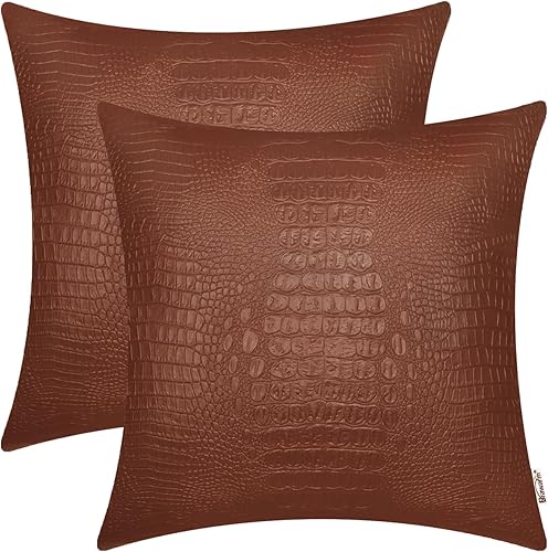 Miniatura 117 de BRAWARM Fundas de almohada de piel sintética de 16 x 16 pulgadas, paquete de 2 fundas de almohada de cuero plateado, almohadas decorativas de piel