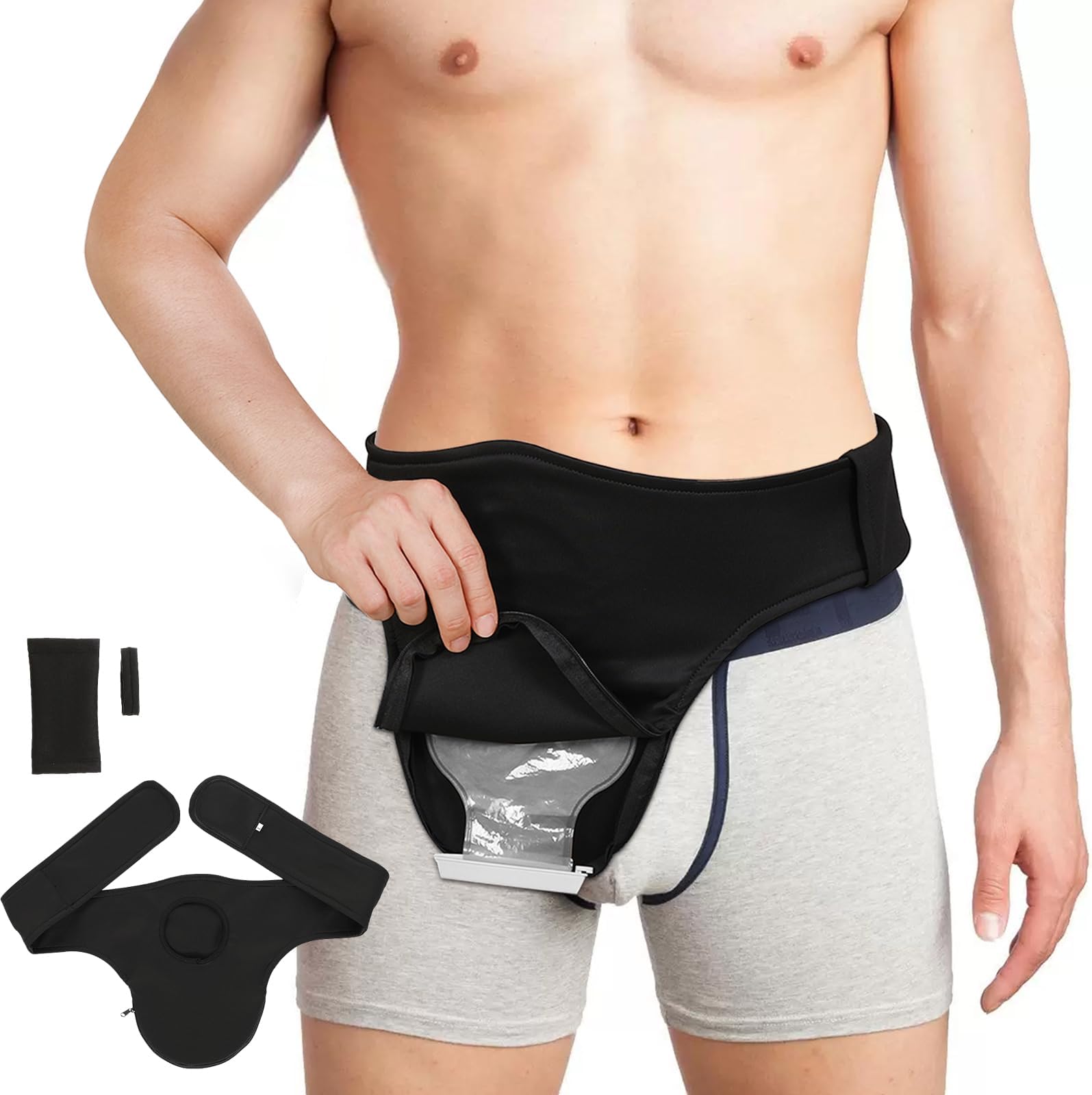 Fanwer Ostomy Belt Black Men & Women - Stealth Colostomy Belt for Ostomy Bag, Ostomy Wrap Abdomen, Ostomy Support Belt, Colostomy Bag Covers for Sport & Daily Life