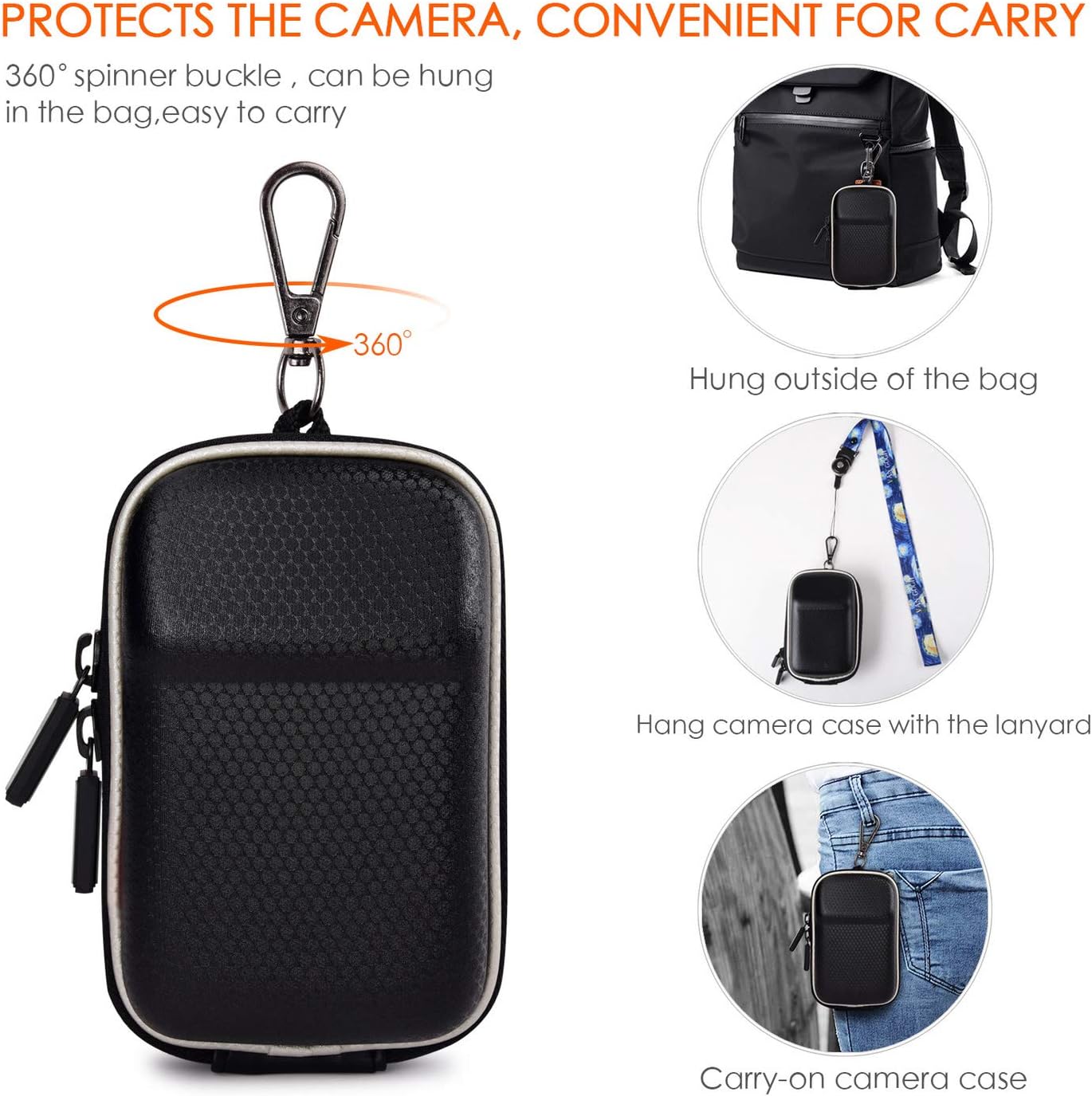 Digital Camera Case is Compatible for Canon Powershot SX730/SX720 SX620 HS G9 X Nikon COOLPIX W100 PANASONIC Lumix DMC TZ80 TZ70 Sony / DSC WX500 / HX90/ HX60, Black (with Strap)