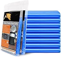 Vista 8 de 20 paños de plástico para pintor, cubierta impermeable antipolvo para muebles, lona desechable de 9 x 12 pies para pintura y funda de sofá