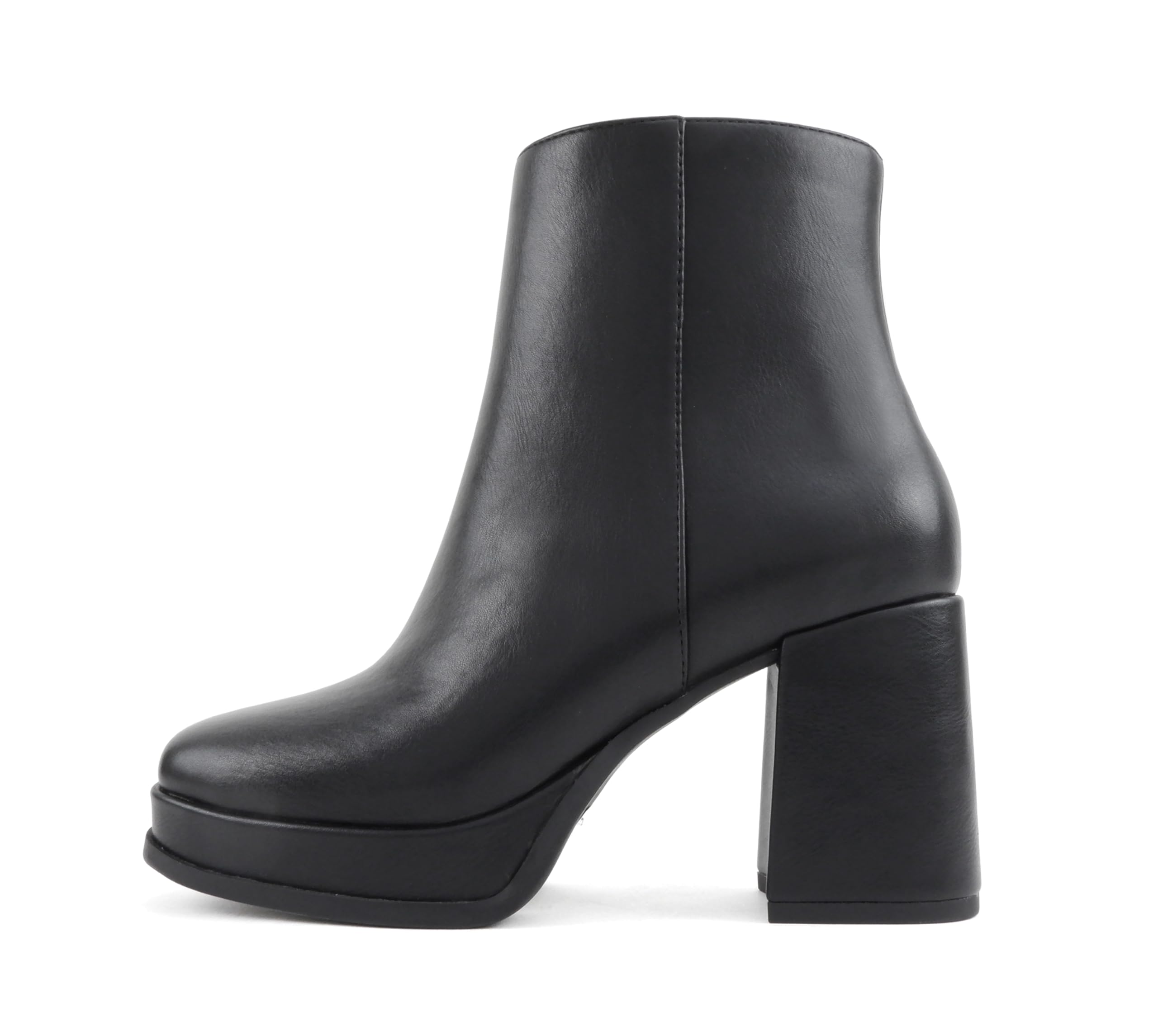 Soda Graham - Women Square Toe Platform Ankle Boot with Side Zipper