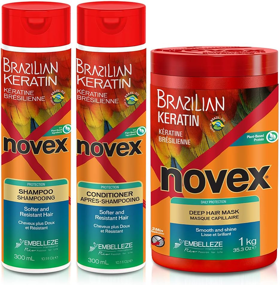 Shampoo 10.1oz + Conditioner 10.1oz + Mask 35oz Set (Brazilian Keratin)