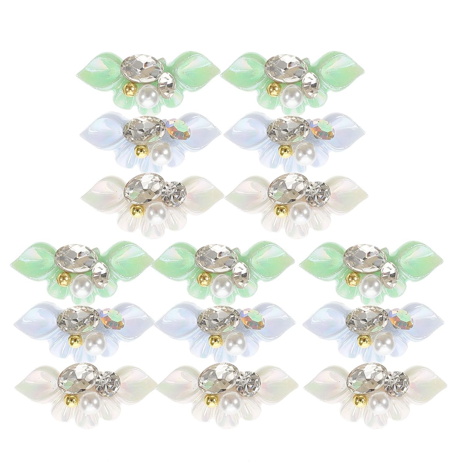 15pcs Resin Nail Charms Pearls and Rhinestones for Nails Easy Manicure Use and Decorative Effect for Manicure Salon