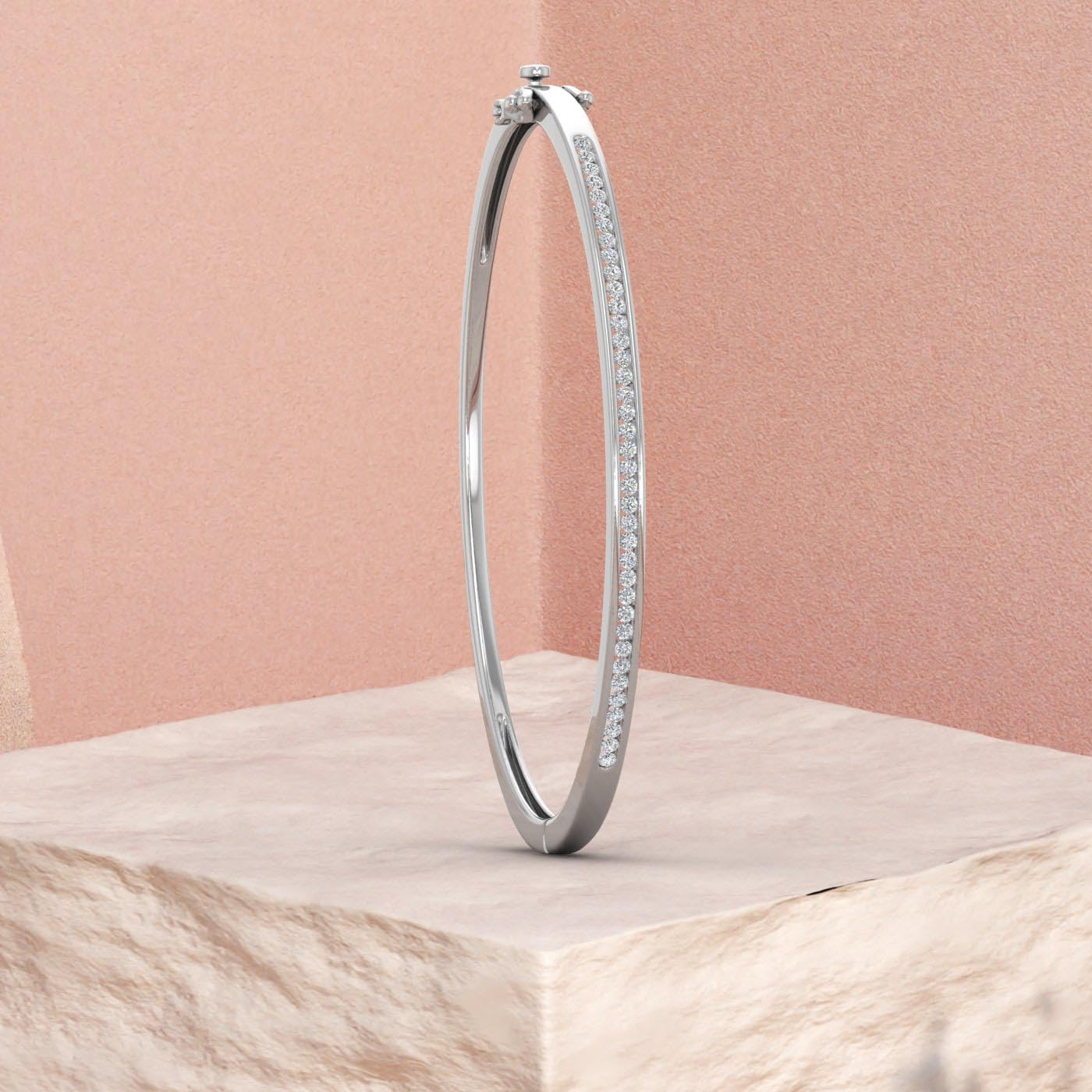 0.50 Carat Natural Diamond Bangle Bracelet for Women in 10K Gold or 950 Platinum with Sparkling Diamonds 7 Inch