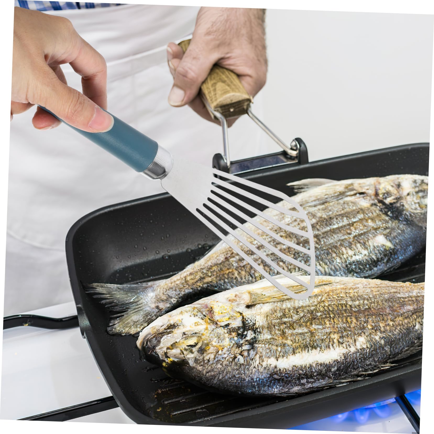 Kochspatel 2 Stück geschlitzte Pfannenwender aus Edelstahl for Fische
