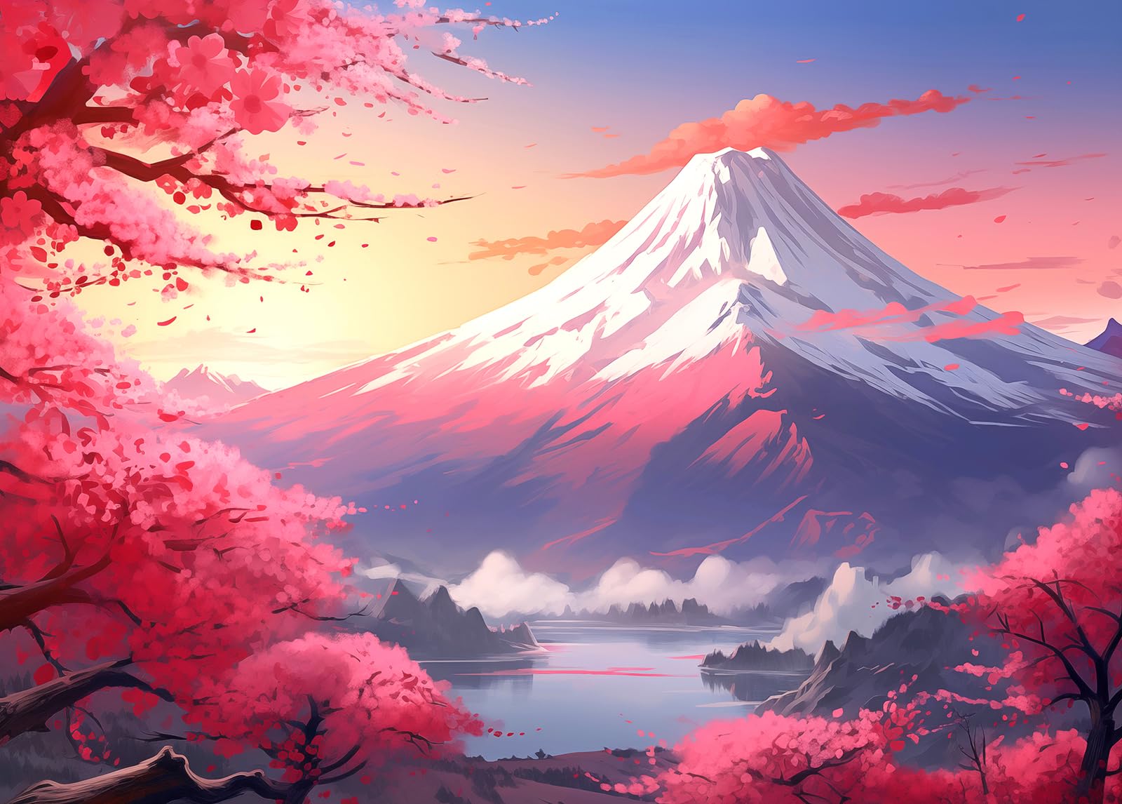 Jigsaw Puzzle 1000 Pieces Snow Cherry Blossom Jigsaw Puzzle for Adults Landscape Jigsaw Puzzles Natural Scene Jigsaw Puzzles for Adults Teens Children Interactive Toy Brain Teaser — image 1