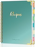 meDolove Hardcover Blank Recipe Book: 175-Page Journal with Tab Stickers, 8x10 Green Cookbook for Organizing Kitchen Recipes