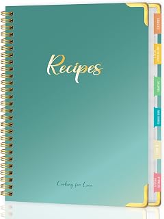 meDolove Hardcover Blank Recipe Book: 175-Page Journal with Tab Stickers, 8x10 Green Cookbook for Organizing Kitchen Recipes