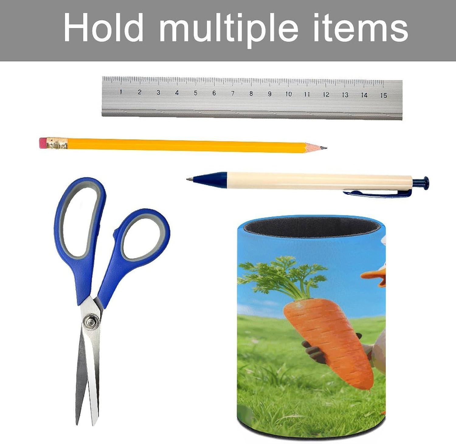Funny Goose Gooses Carrot Round PU Leather Pen Holder Cup image 5