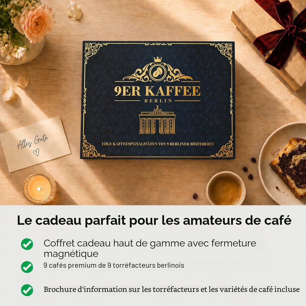 Coffret cadeau de 9 torréfactions de café à Berlin, 9 spécialty Coffees pour les amateurs de café, kit de dégustation de grains de café, idée cadeau pour hommes et femmes, boîte cadeau, Noël, grains
