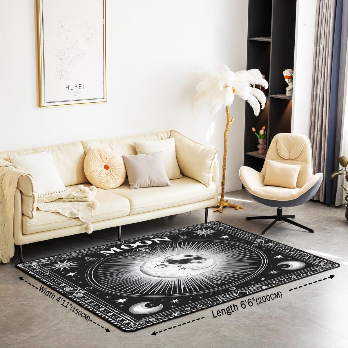 Homewish Tappeto bohémien Moon Stars Area 100 x 150 cm per camera da letto
