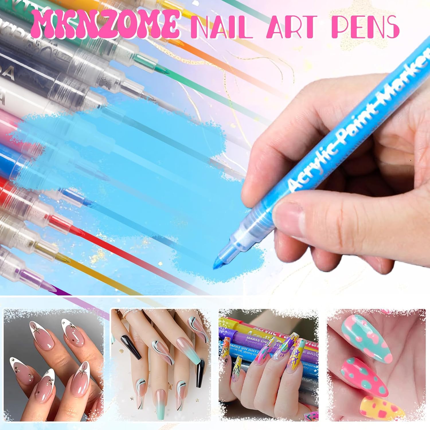 28 Color Nail Art Pens for Painting Nails, 2026 0.7 MM Nail Polish Pens Set Drawing Point Liner Acrylic Painted Pen Kit, Waterproof Quick-drying Nail for DIY Design Manicure Tools