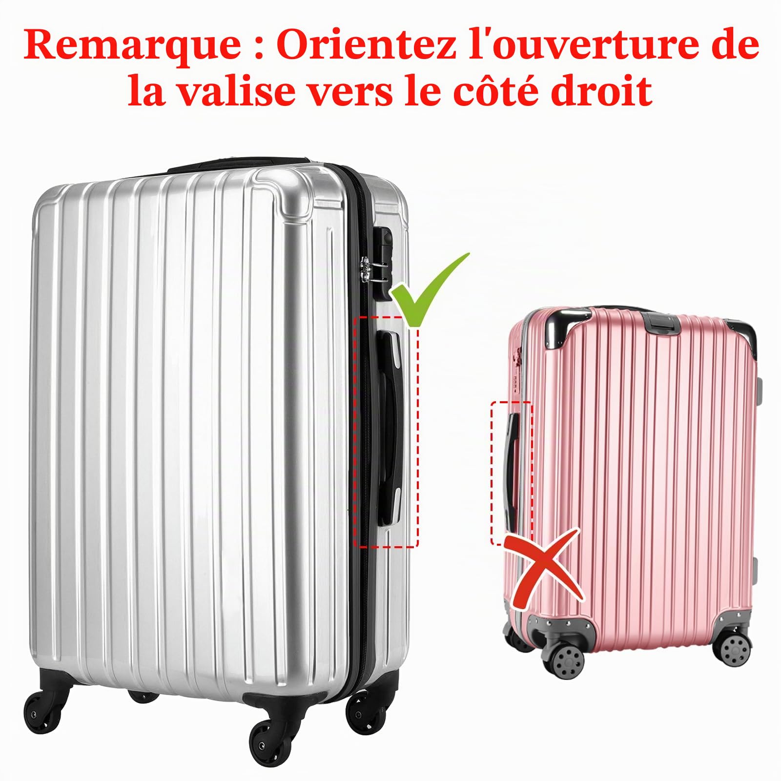 Yotako Housses de protection en PVC transparent, housse de bagage pour valise, protège-bagages conventionnels et housses de fermeture éclair mises à jour, Hyaline, 28zoll, Fermeture éclair