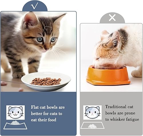 Miniatura 7 de Fhiny Juego de 2 cuencos de comida para gatos, platos de cerámica de 6 pulgadas con parte inferior de silicona, juego de platos para gatos de