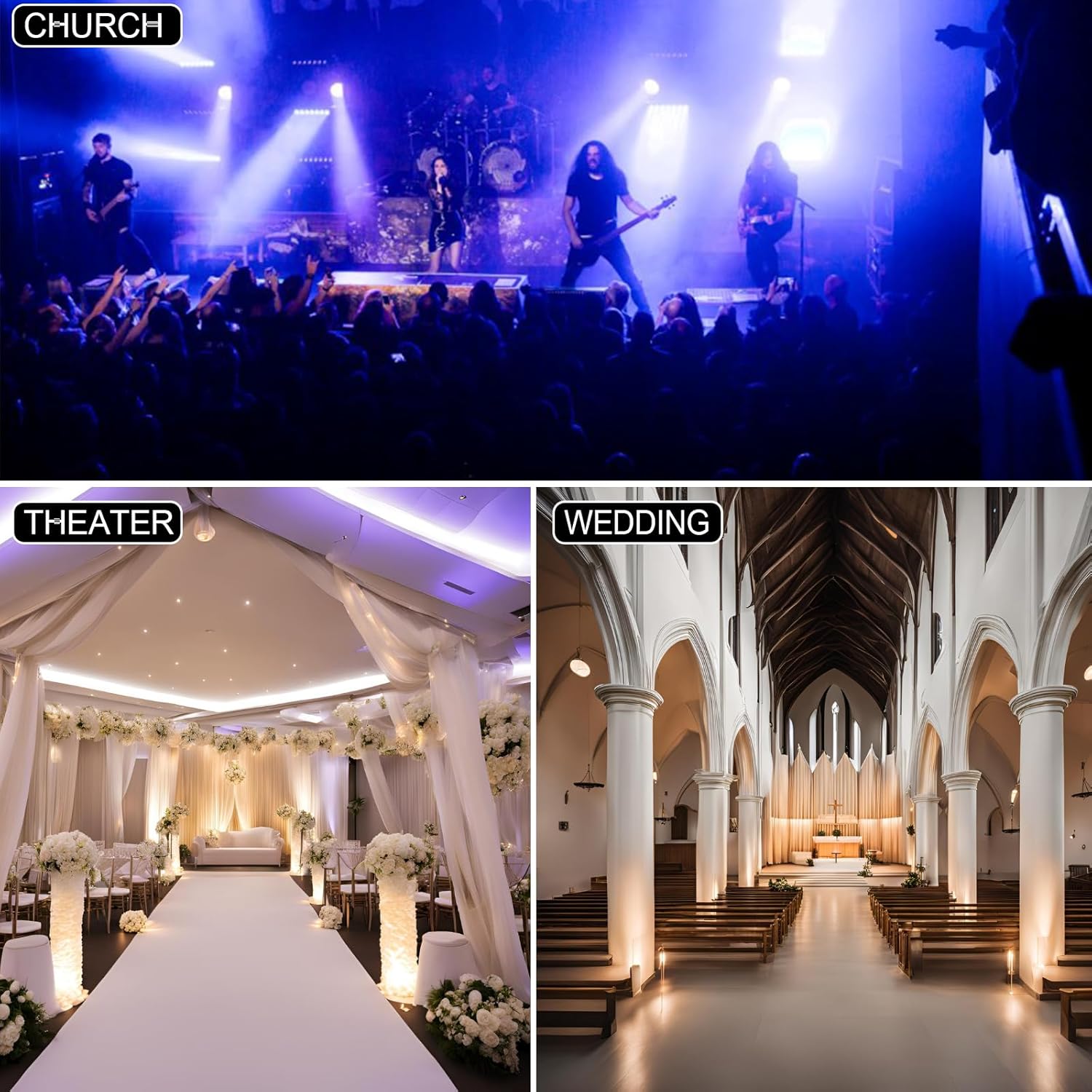 COB Stage Lights, 400W LED Par Light, 3500K~7500K Spotlights LED Blinder Warm&Cold White DMX512 Sound Activated for Church Events Wedding Parties Concert Theater