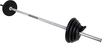 Ader Black Rubber Barbell 40 Lbs Set with 51 Chrome Hollow Bar