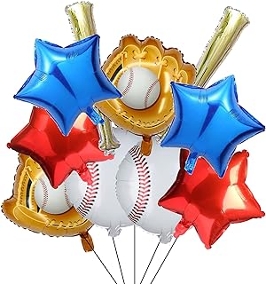 10PCS Glove Baseball Foil Balloons 20 Inch Sports Mylar Balloon for Baseball Themed Birthday Party Supplies Baby Shower Decoration