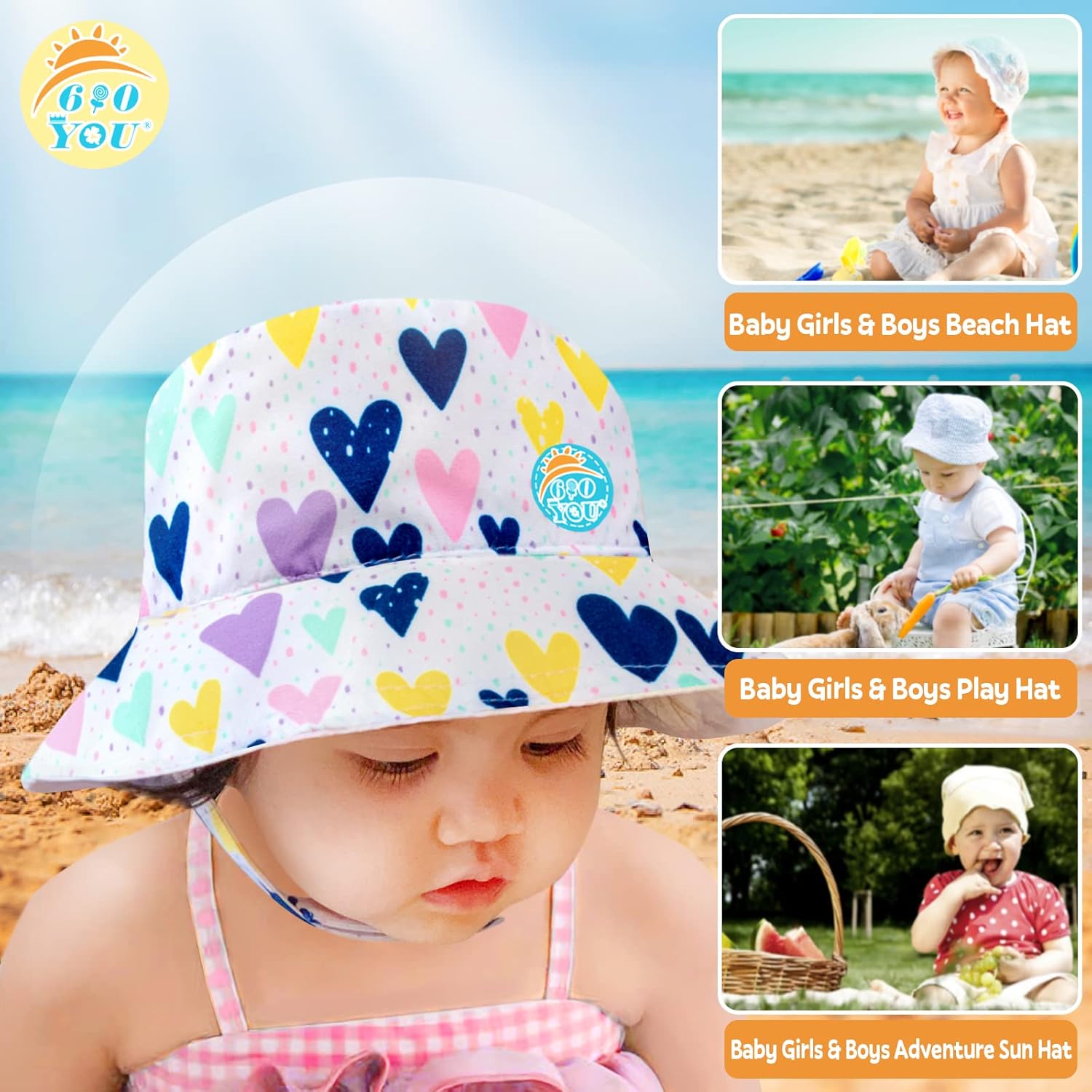 Miniatura 5 de 610 YOU Sombrero de cubo para bebé UPF 50+ para niños y niñas (recién nacidos, bebés, niños pequeños)