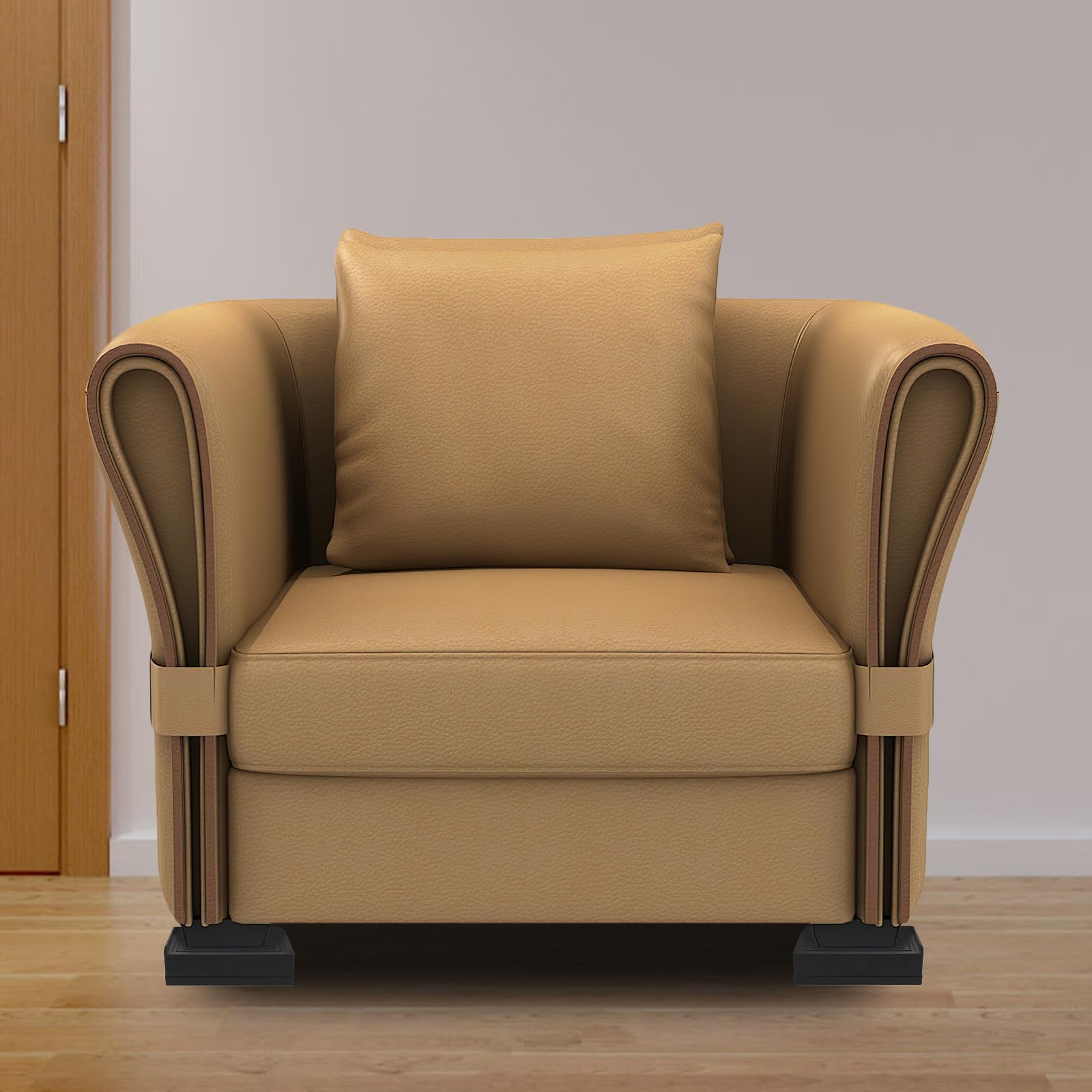 Elevadores de Cama Ajustables de Plástico y TPU Negro para Muebles Instalación Fácil y Uso Versátil, Paquete de 4 Piezas para Camas y Mesas en Apartamentos Pequeños