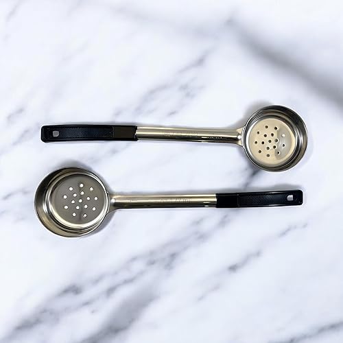 Miniatura 9 de Cuchara ranurada de acero inoxidable para control de porciones de 6 onzas para medir y servir cucharas de grado comercial (paquete de 2)