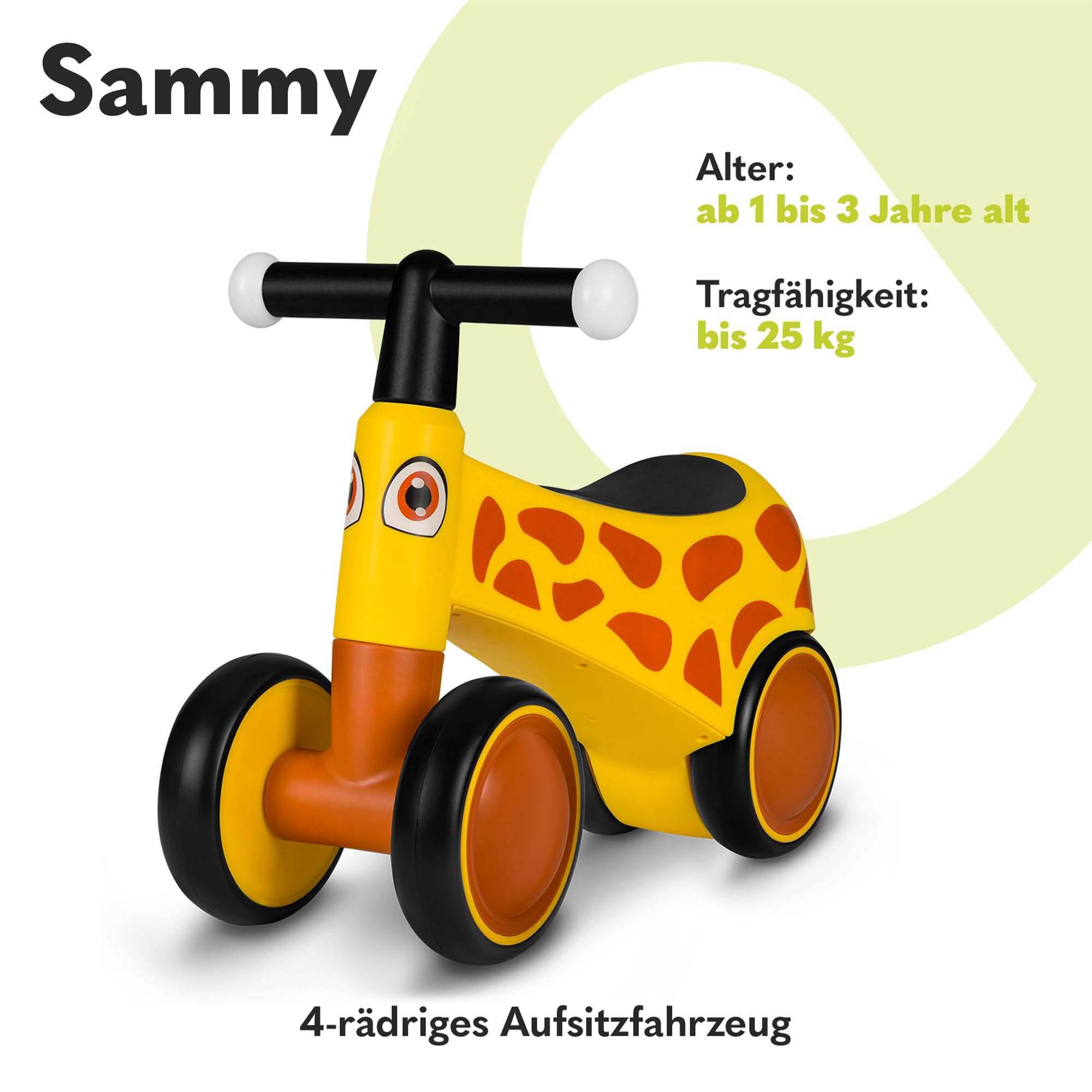 LIONELO Sammy Laufrad ab 1 Jahr, Fahrrad ohne Pedal für 12-36 Monate Babys, Lauflernrad mit 4 Rädern bis 25 kg, rutschfeste Griffe, Baby Spielzeug - Erstes Laufrad für Jungen und Mädchen