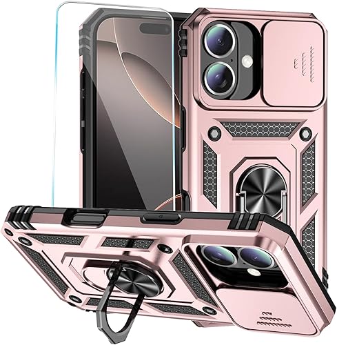 Miniatura 43 de Funda para teléfono SunStory para iPhone 11 con protector de pantalla HD y cubierta deslizante para la cámara y soporte giratorio con anillo