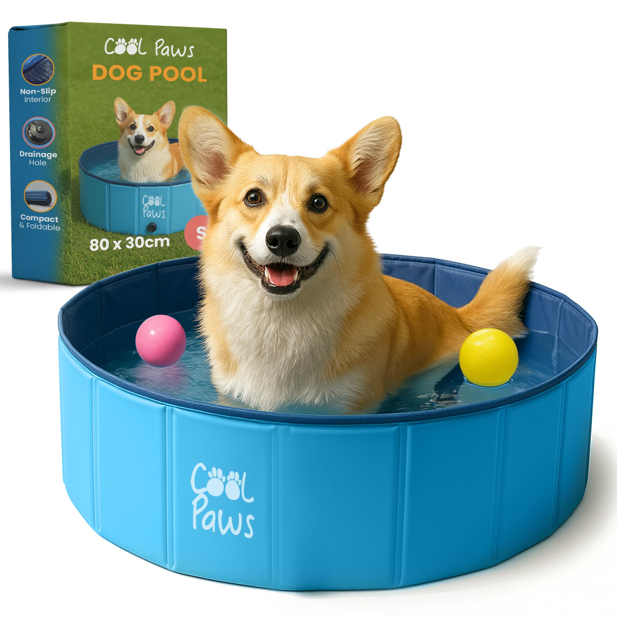 Paddling Pool – Foldable Dog & Kids Pool in Many Sizes (S–XL), Leakproof & Durable Hard Plastic Design, Pet Bath or Play Pool for Indoors, Outdoors, Garden, Patio – Blue - Packaging May Vary