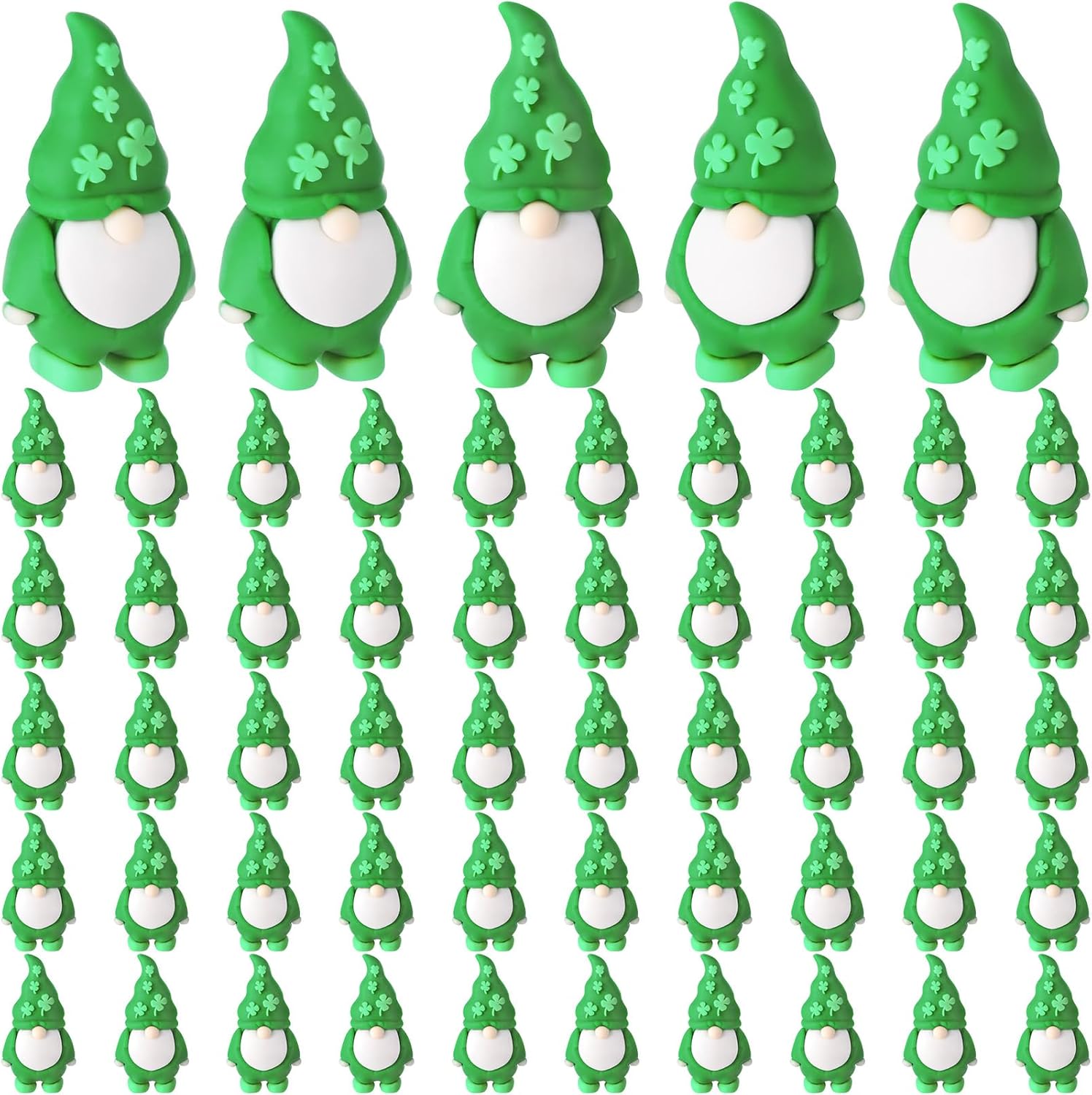 DoubleFill 50 Pcs Mini St. Patrick's Day Gnomes Figures Tiny Gnomes Figurines for St. Patrick's Day Gift Small to Hide Rubber Statues for Day Party Favors Goodies Bag Accessories